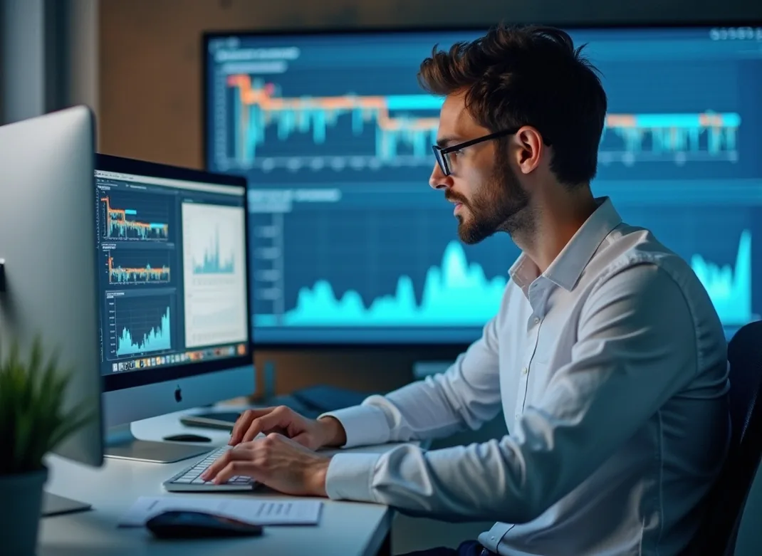 Consultant analyzing sales pipeline